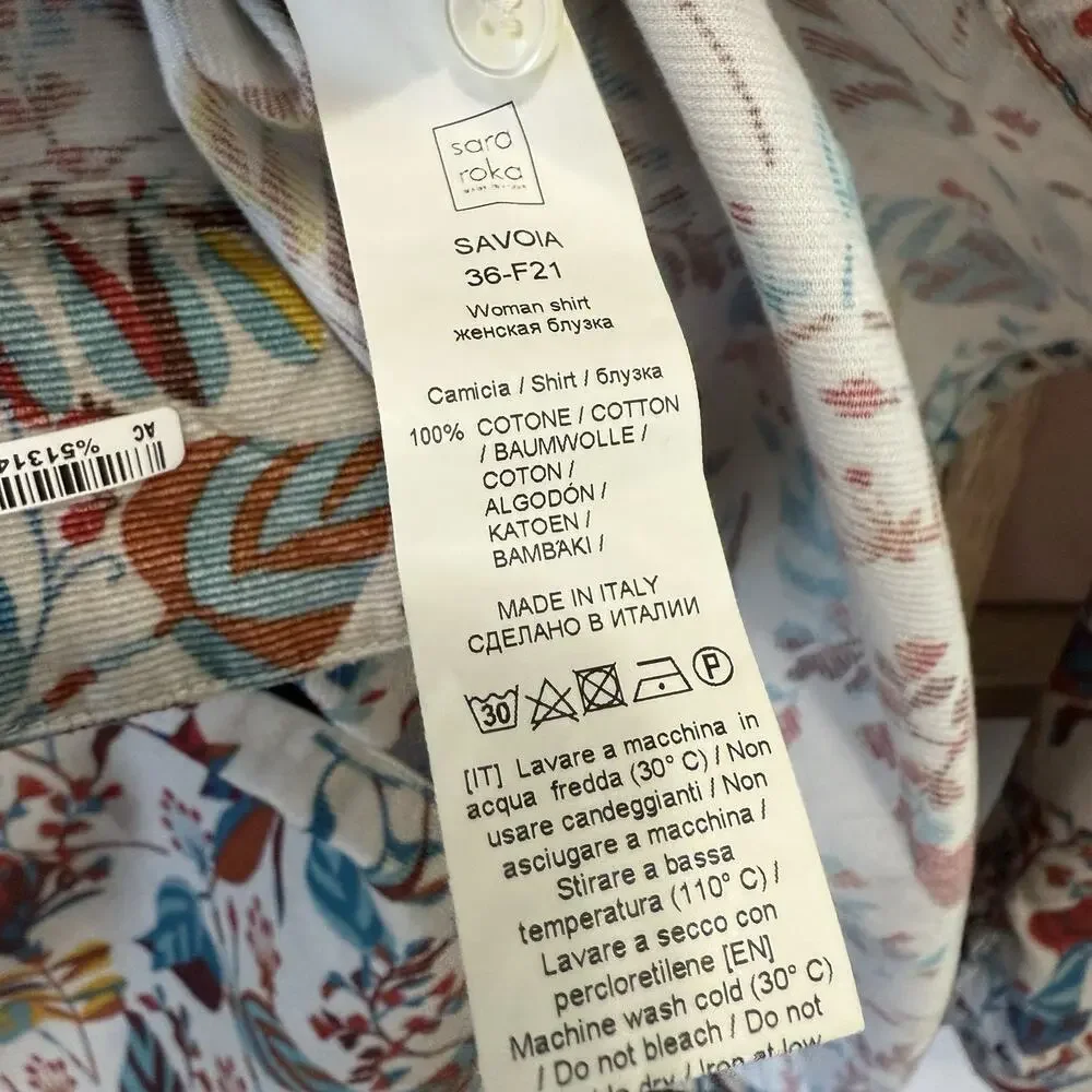 Sara Roka Savoia Fine corduroy Long Sleeve Cotton Top Size 44/US 8 - Picture 9 of 13